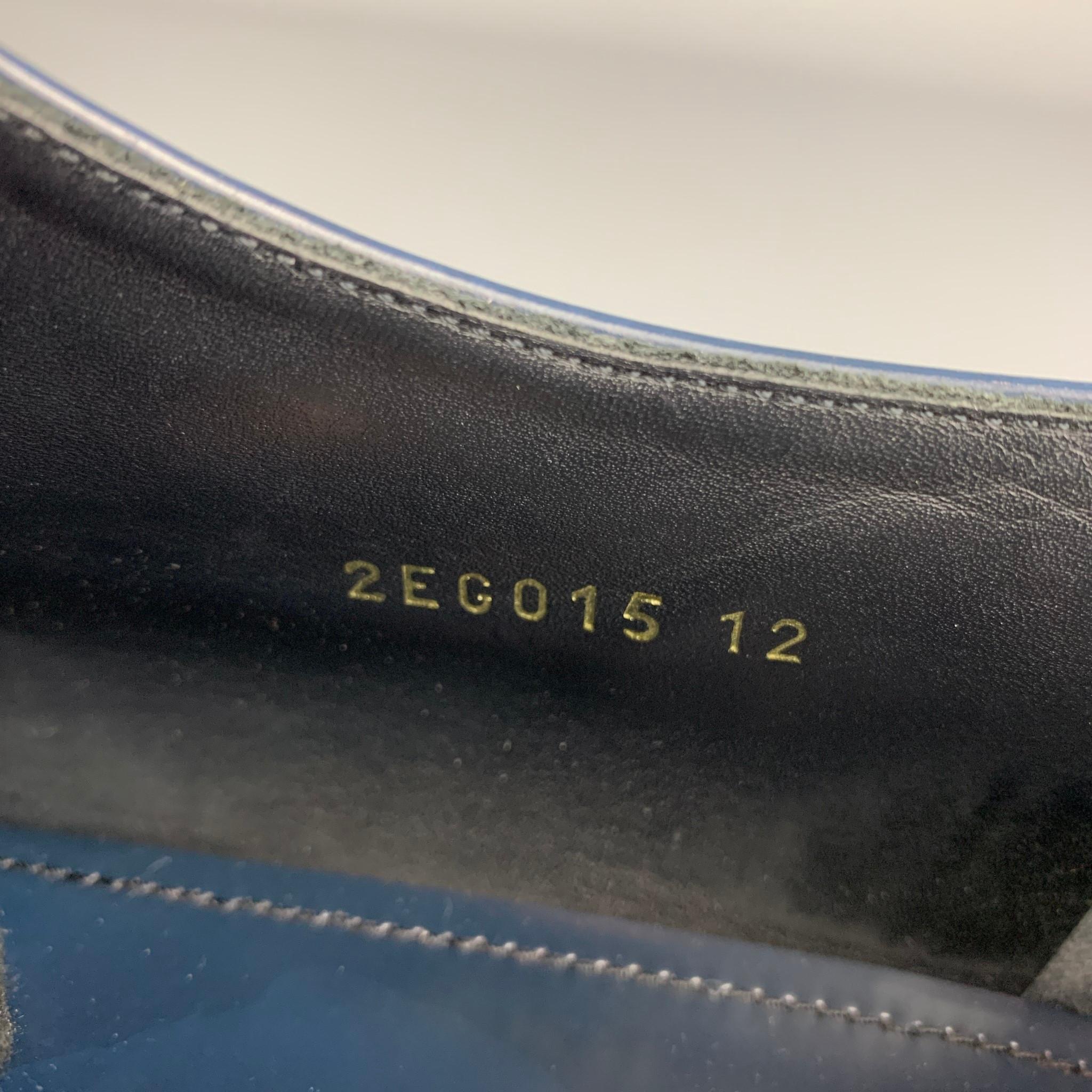 PRADA Size 13 Blue Perforated Leather Wingtip Lace Up Shoes In Good Condition In San Francisco, CA