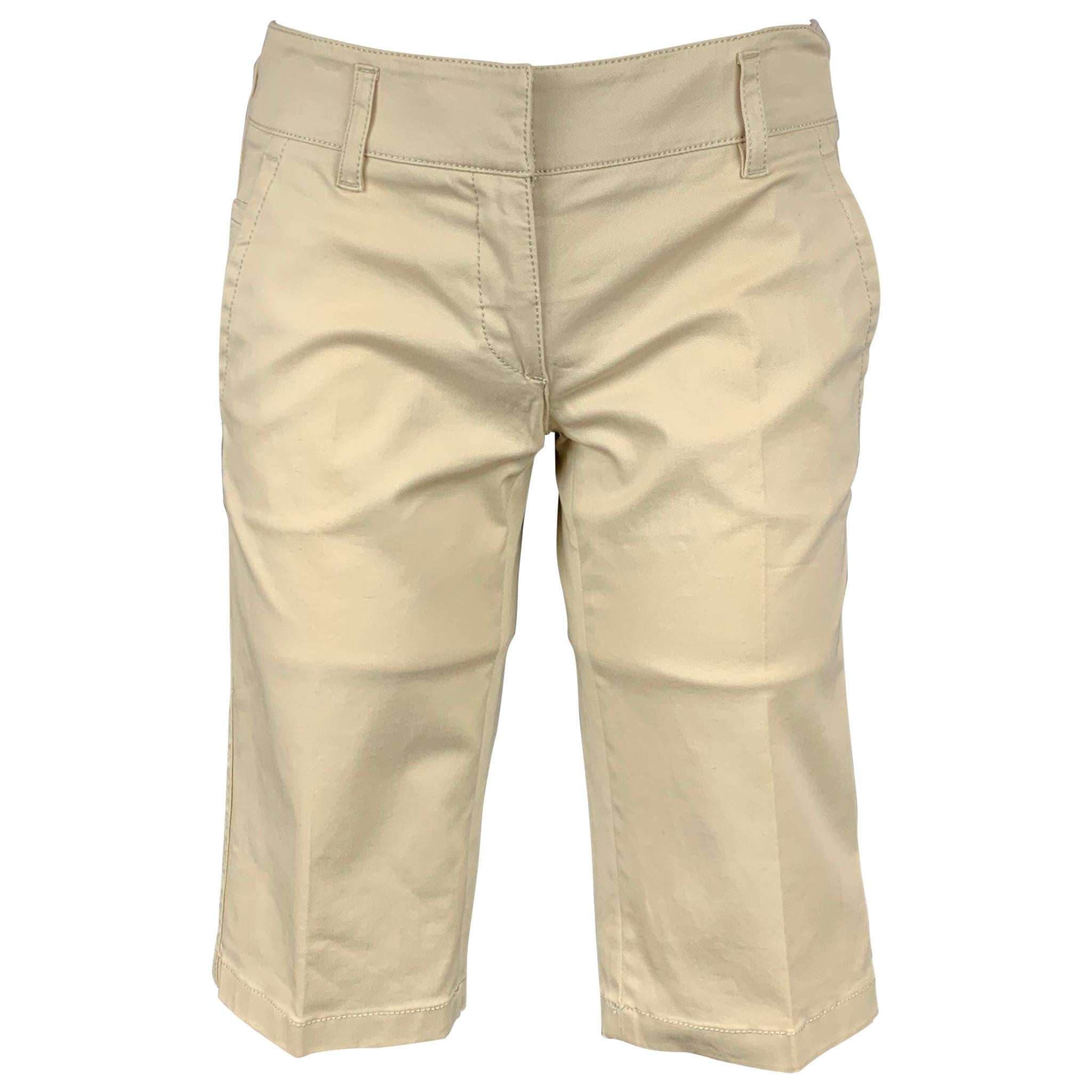 PRADA Size 2 Beige Cotton Blend Bermuda Shorts