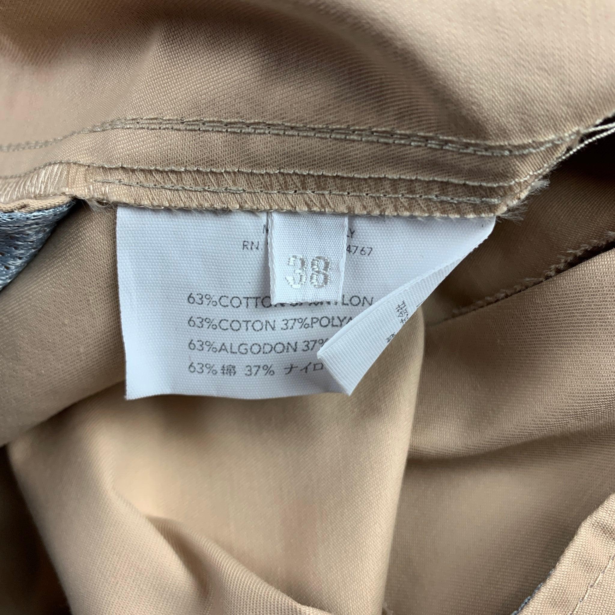 PRADA Size 2 Beige Cotton / Nylon Belted Dress Pants In Good Condition For Sale In San Francisco, CA