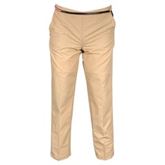 PRADA Size 2 Beige Cotton / Nylon Belted Dress Pants