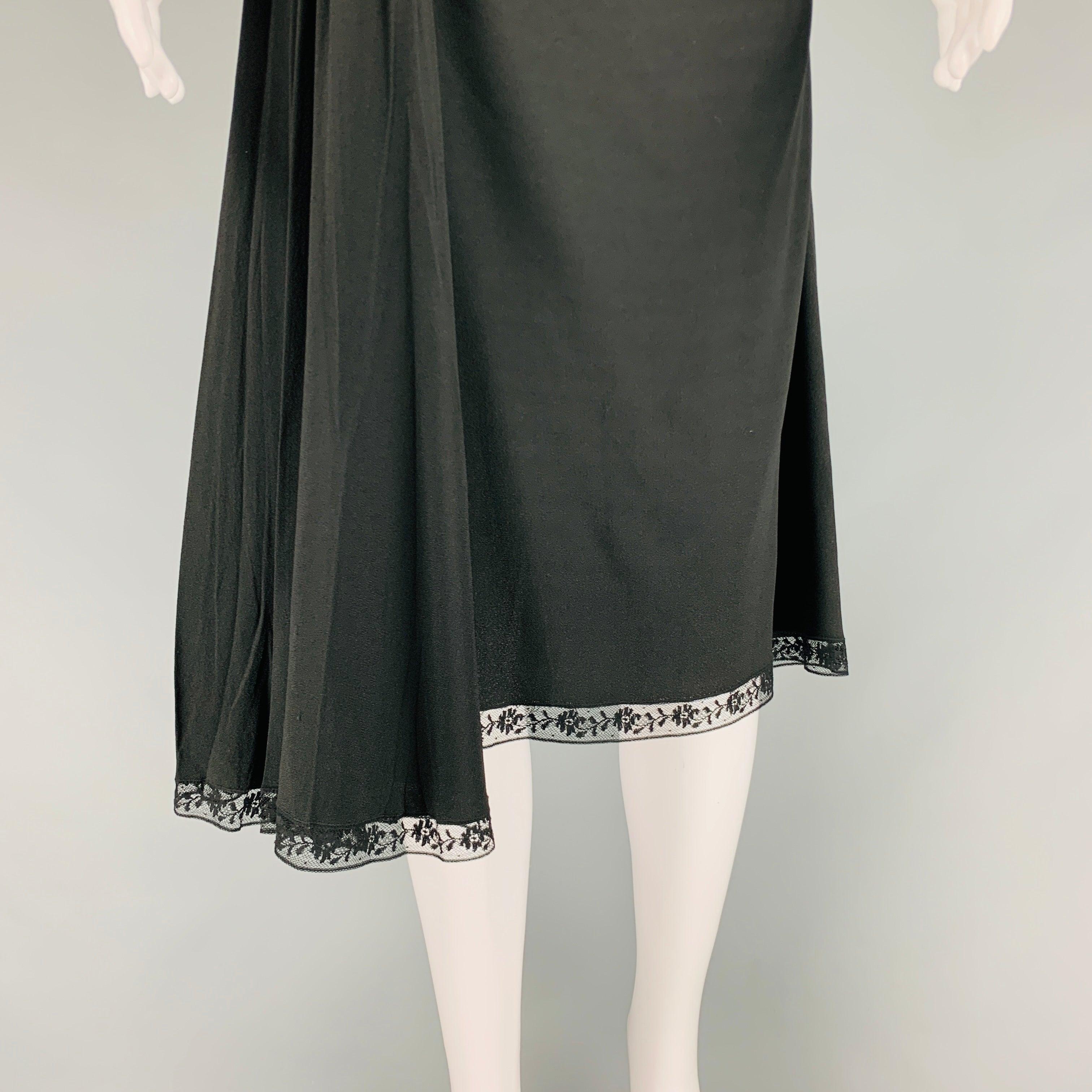 PRADA Size 2 Black Acetate Viscose Ruched Spaghetti Straps Dress In Good Condition For Sale In San Francisco, CA