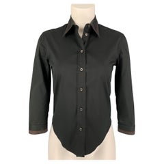 PRADA Size 2 Black Brown Cotton Nylon Blouse