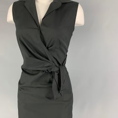 PRADA Size 2 Black Cotton Blend Pleated Sleeveless Dress