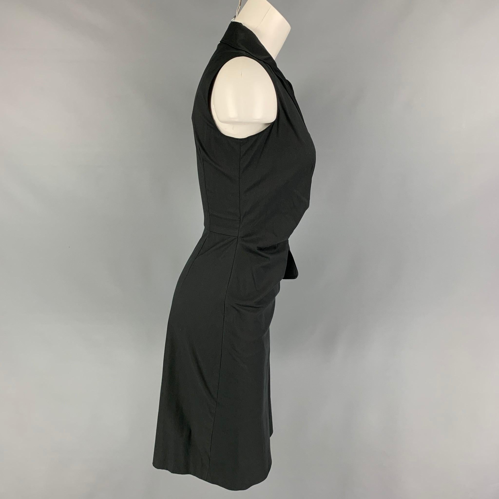 PRADA Size 2 Black Cotton Blend Pleated Sleeveless Dress In Good Condition In San Francisco, CA