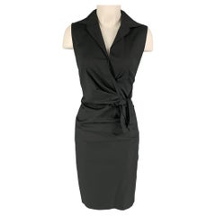 PRADA Size 2 Black Cotton Blend Pleated Sleeveless Dress