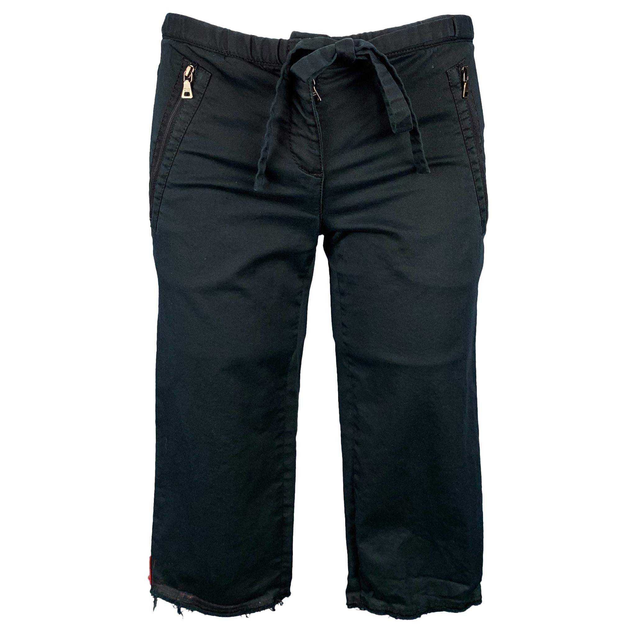 PRADA Size 2 Black Cotton Blend Raw Edge Shorts For Sale at 1stDibs