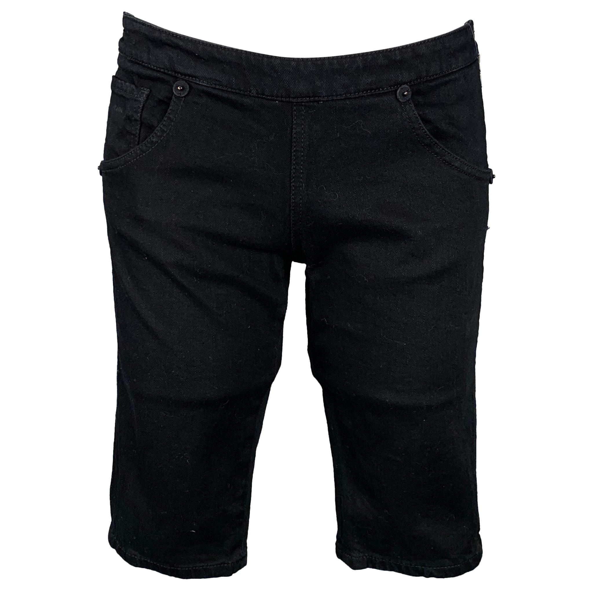 PRADA Size 2 Black Cotton Blend Side Zipper Shorts
