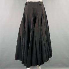 PRADA Size 2 Black Mohair Wool Pleated Long Skirt