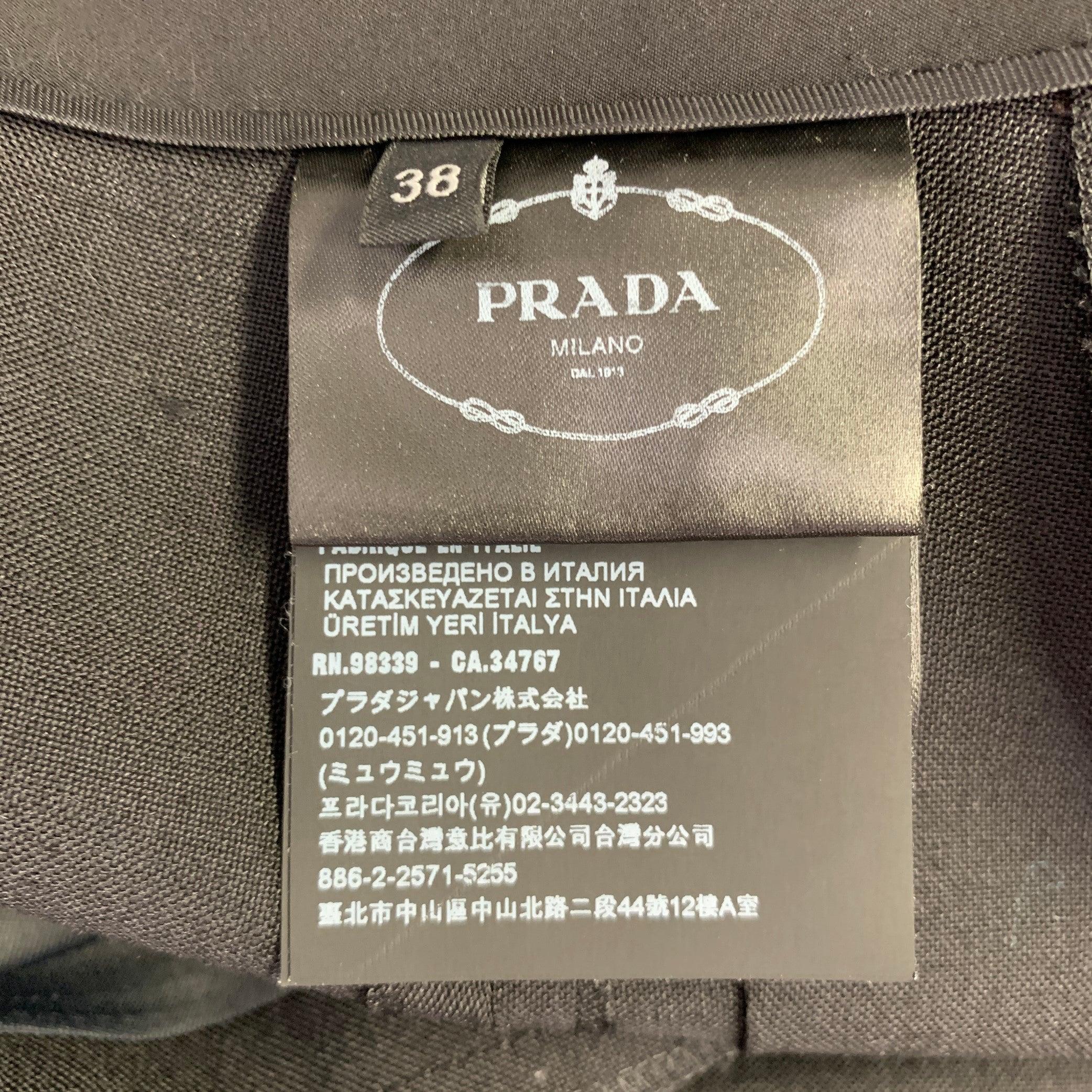PRADA Taille 2 Jupe longue plissée en laine mohair noire Pour femmes en vente