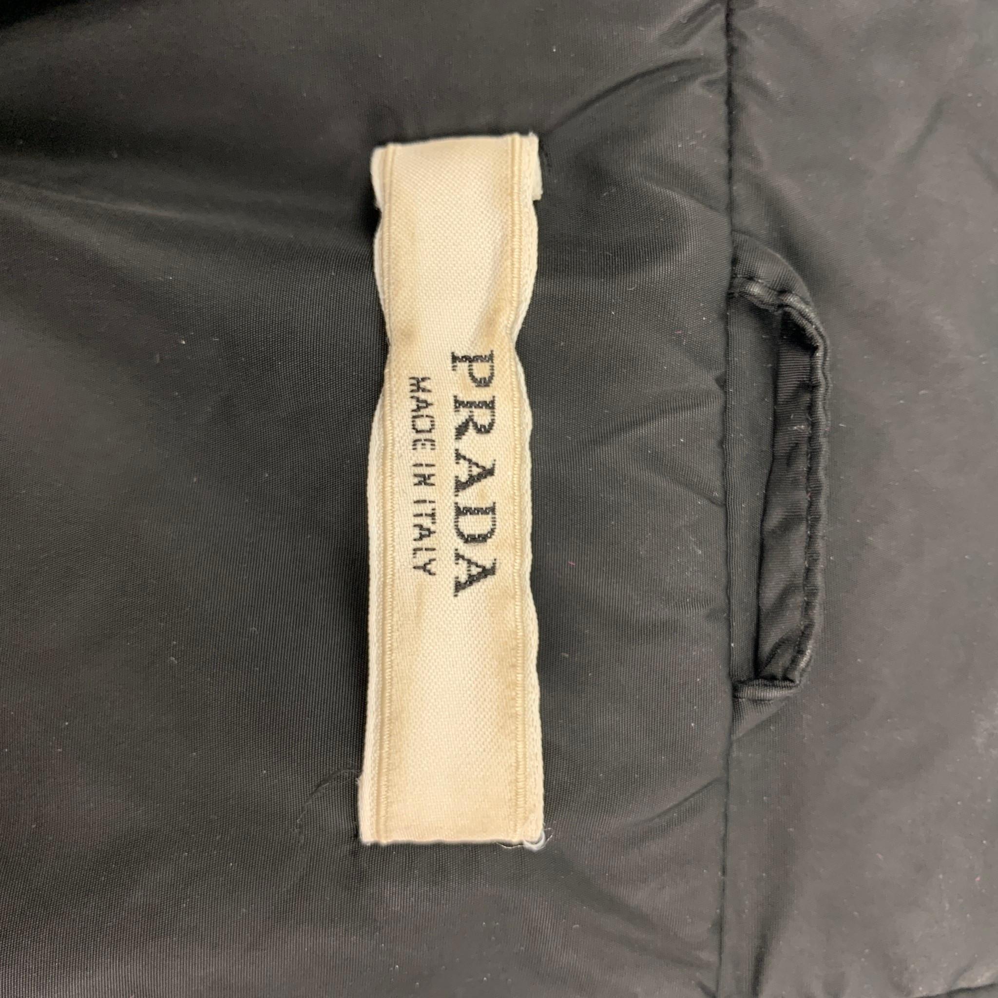 PRADA Size 2 Black Nylon Ruched Hooded Jacket 1