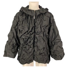 PRADA Size 2 Black Nylon Ruched Hooded Jacket