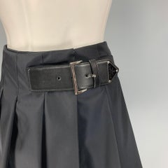 PRADA Size 2 Black Polyamide Pleated Re-Nylon Mini Skirt
