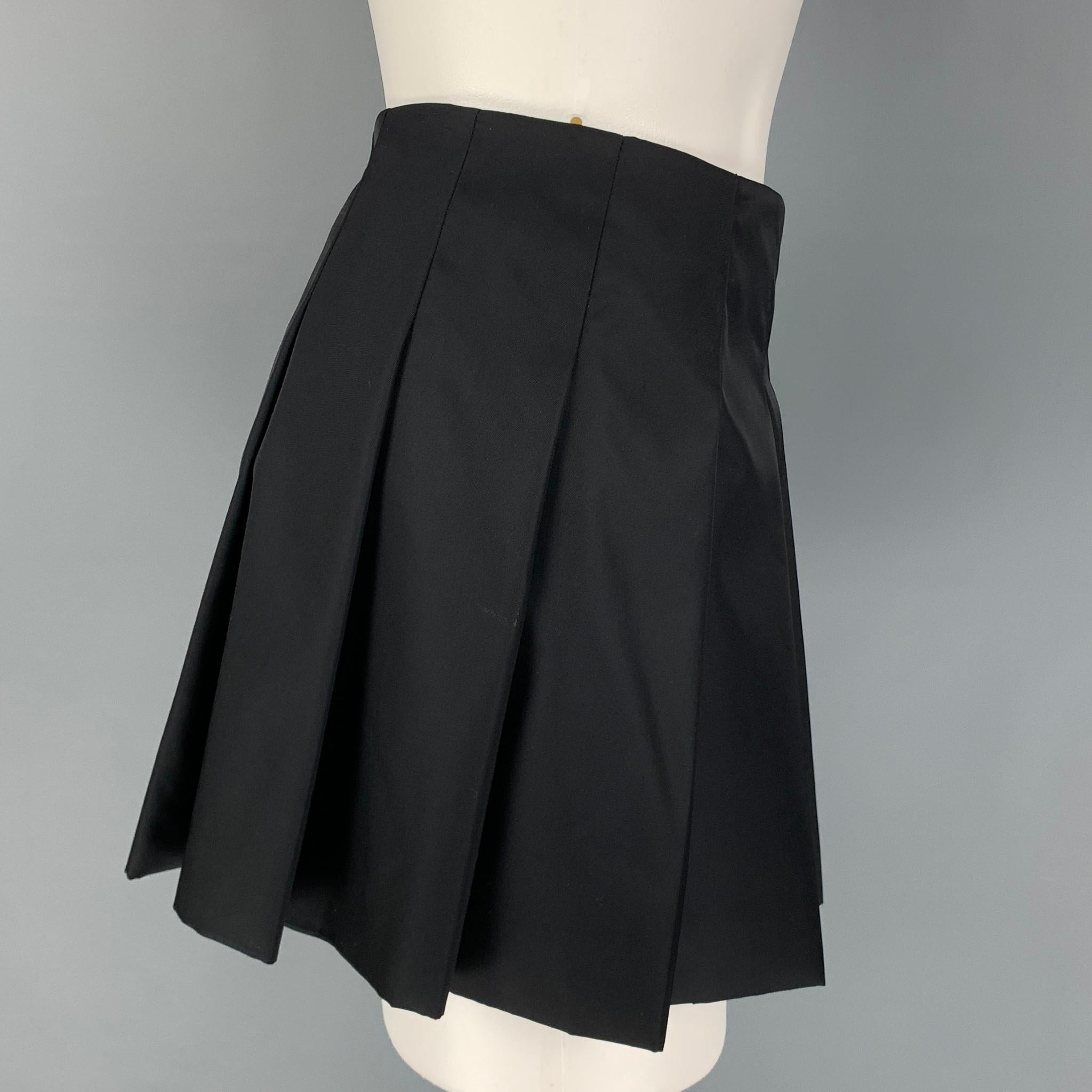 PRADA Size 2 Black Polyamide Pleated Re-Nylon Mini Skirt In Excellent Condition In San Francisco, CA