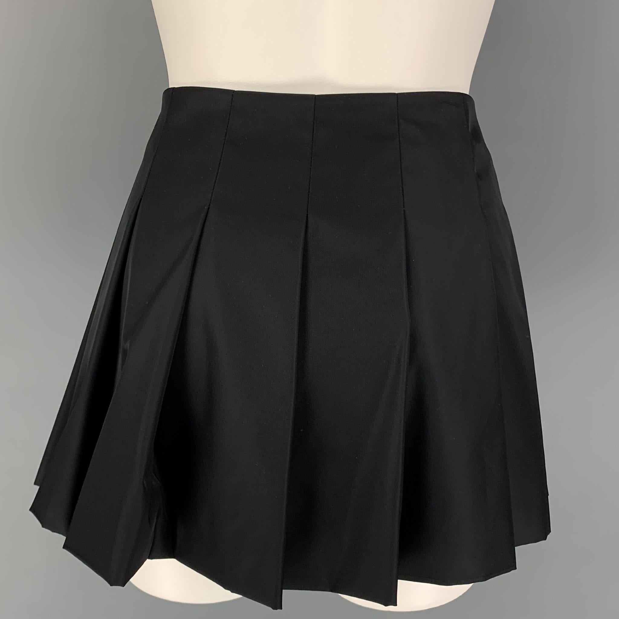Women's PRADA Size 2 Black Polyamide Pleated Re-Nylon Mini Skirt