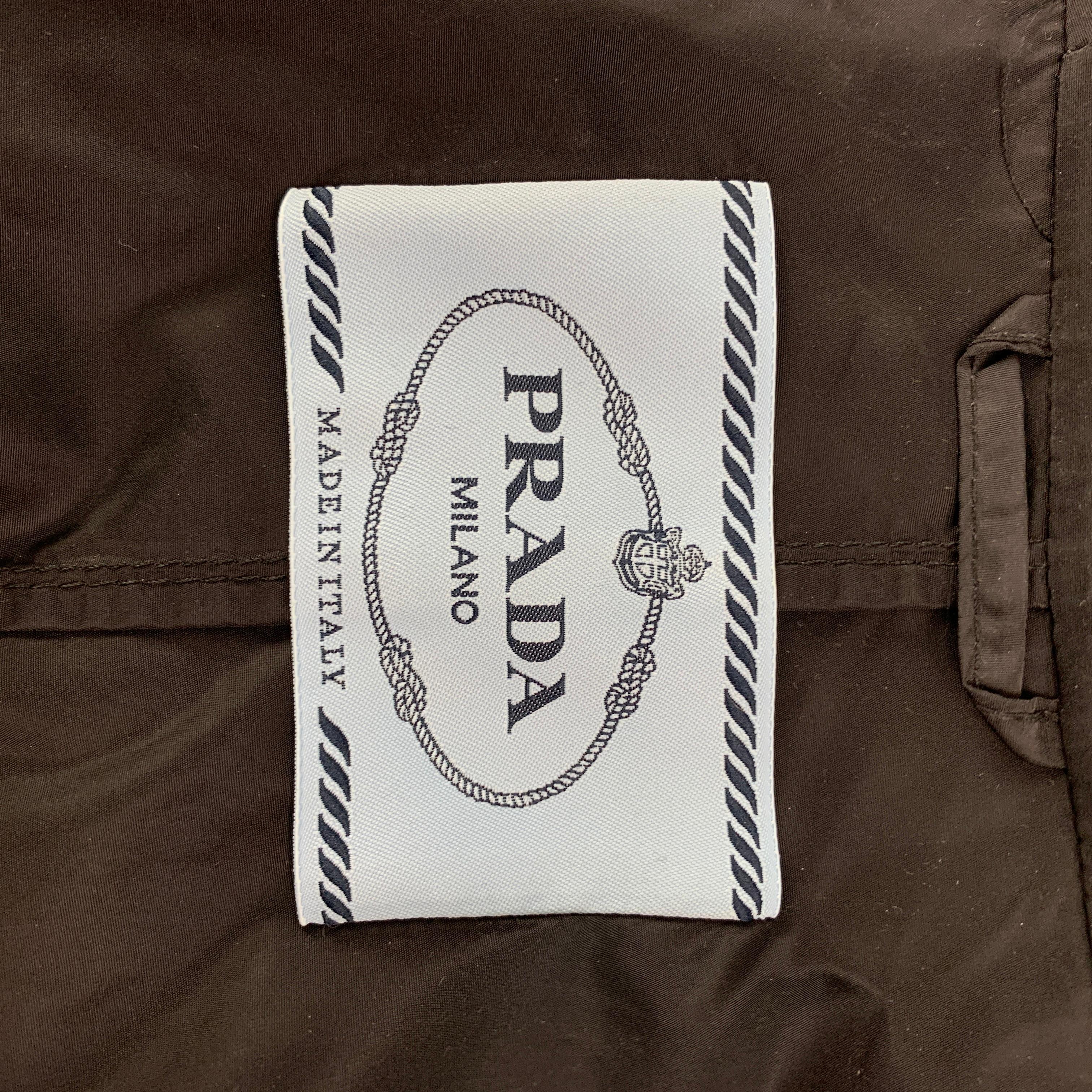 PRADA Size 2 Black Polyamide Zip Up Hooded Long Coat 4