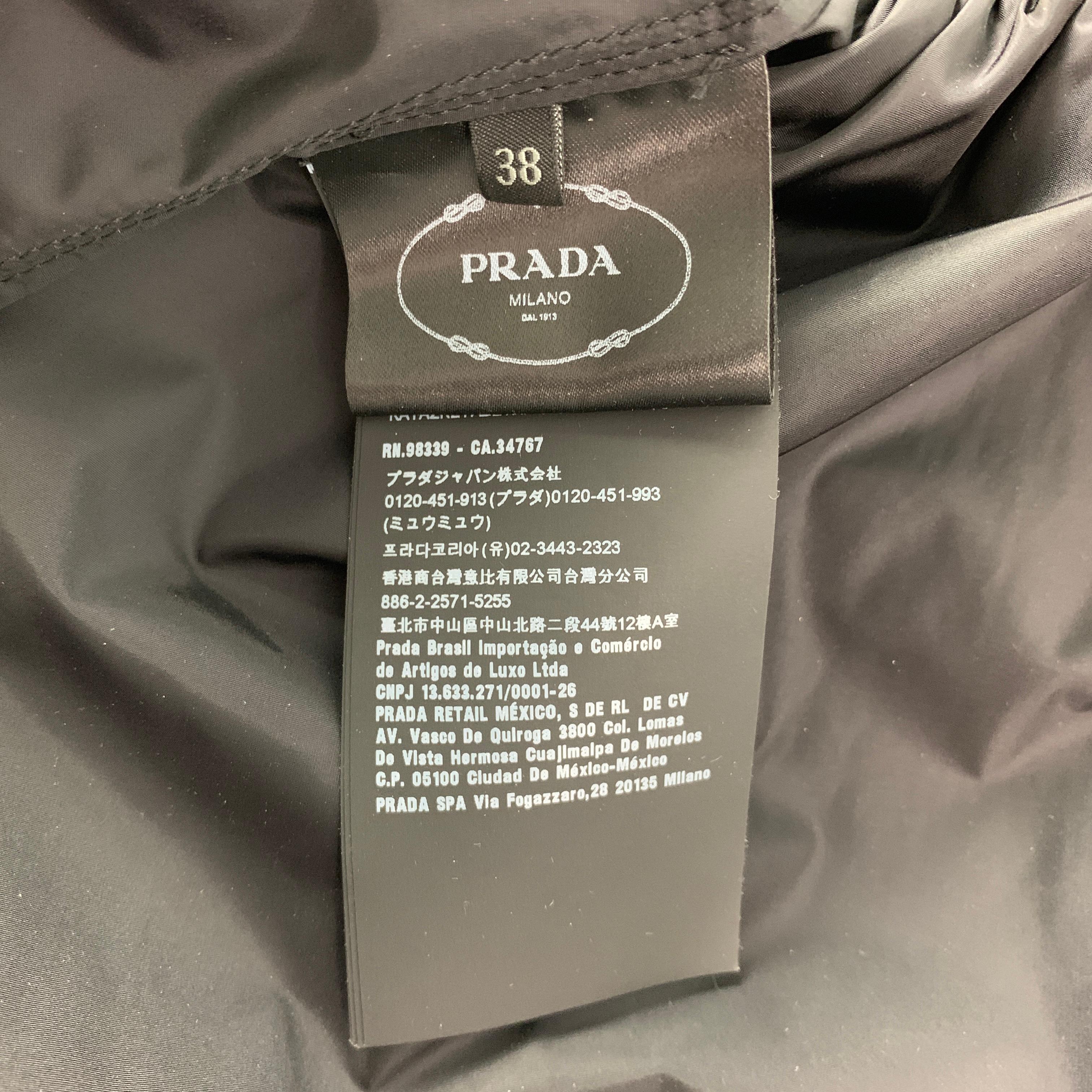 PRADA Size 2 Black Polyamide Zip Up Hooded Long Coat 5