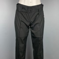 PRADA Größe 2 Schwarze Casual-Hose mit Gürtel aus Baumwollmischung und Poplin
