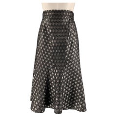 PRADA Size 2 Black Silver Acrylic Blend Dots A-Line Skirt