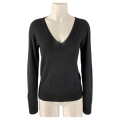 PRADA Size 2 Black Solid V-Neck Pullover
