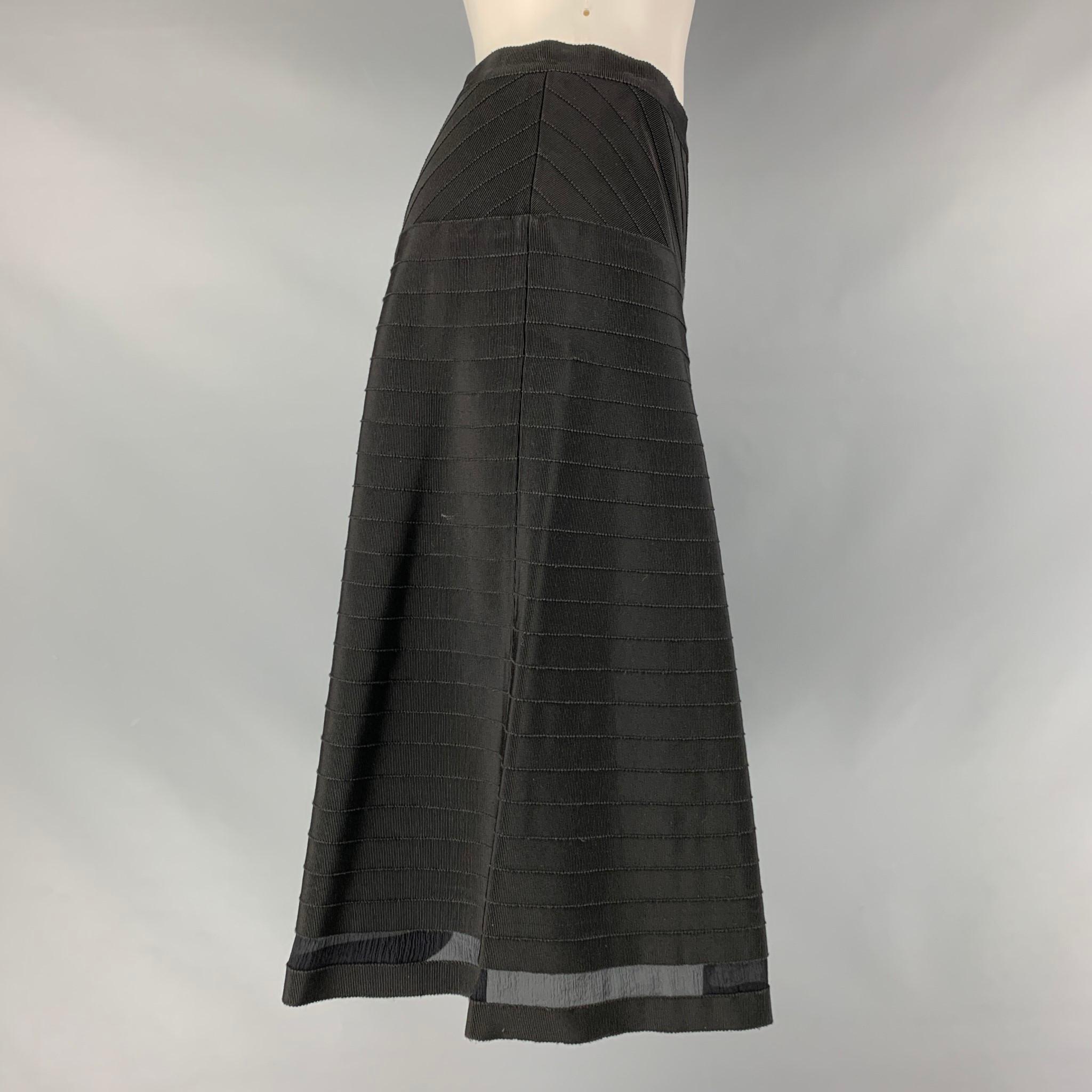 PRADA Size 2 Black Viscose & Cotton Textured A-Line Skirt In Good Condition In San Francisco, CA