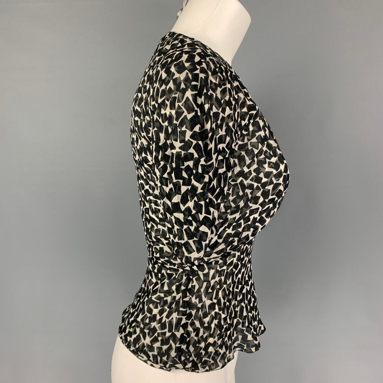 Haut (blouse) H&M Noir Avec Motif Cygnes Blancs - Taille 2, Viscose, Neuf Sans étiquette