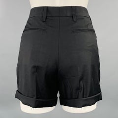 PRADA Größe 2 Schwarze Manschetten-Shorts aus Wolle