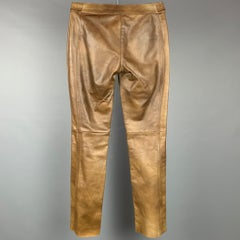 PRADA Größe 2 Braunes brüniertes Leder Gerades Bein Kleid Hose