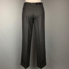 PRADA Size 2 Charcoal Heather Wool Wide Leg Dress Pants