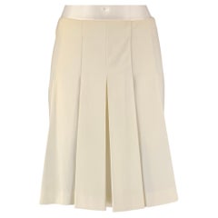 PRADA Size 2 Cream Cotton Blend Pleated Skirt
