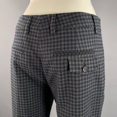 PRADA Taille 2 Pantalon habillé en laine mélangée gris marine