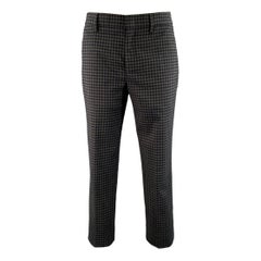 PRADA Taille 2 Pantalon habillé en laine mélangée gris marine