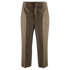 PRADA Size 2 Grey Tan Wool Blend Houndstooth Pants