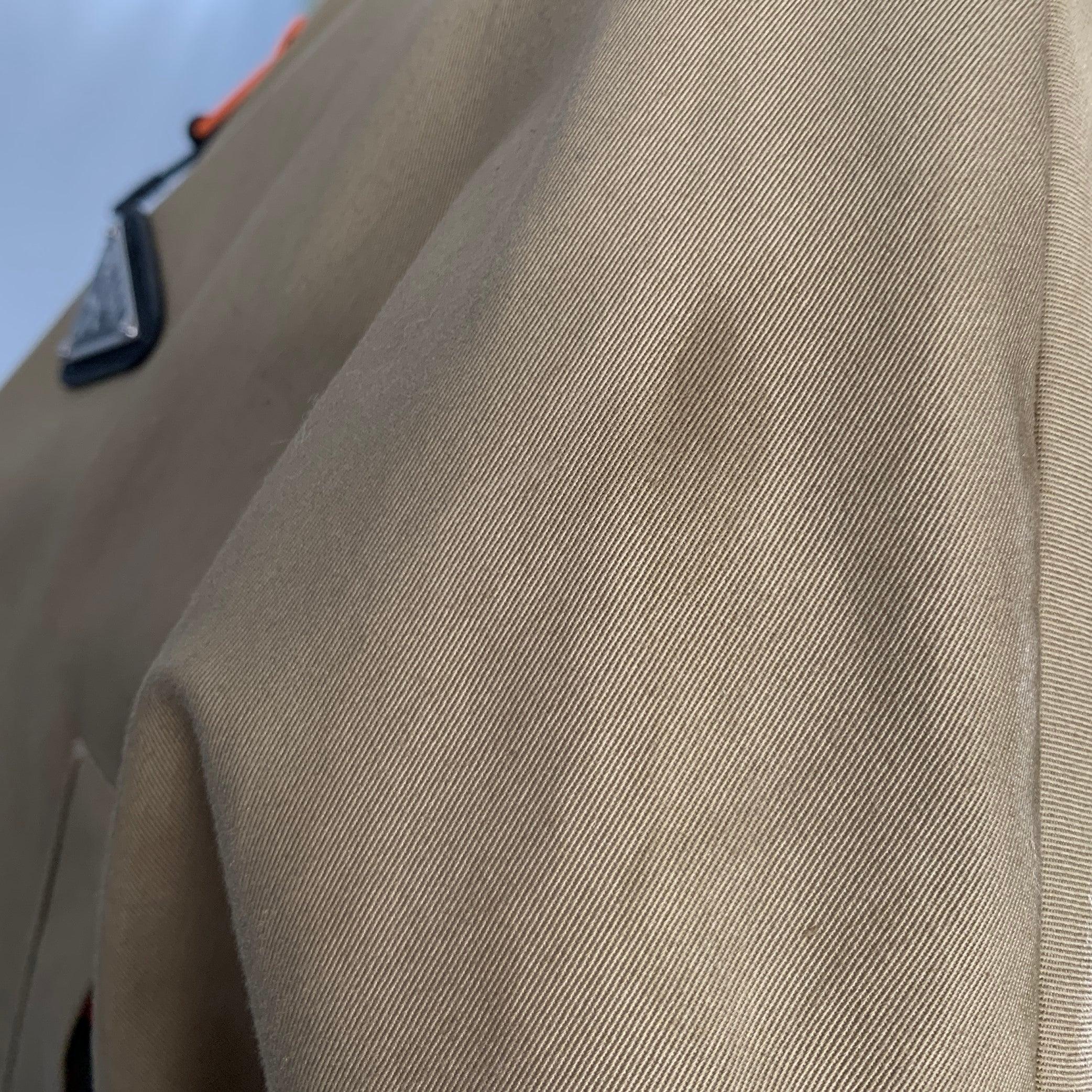 PRADA Size 2 Khaki Orange Cotton Blend Contrast Trim Crop Jacket 1