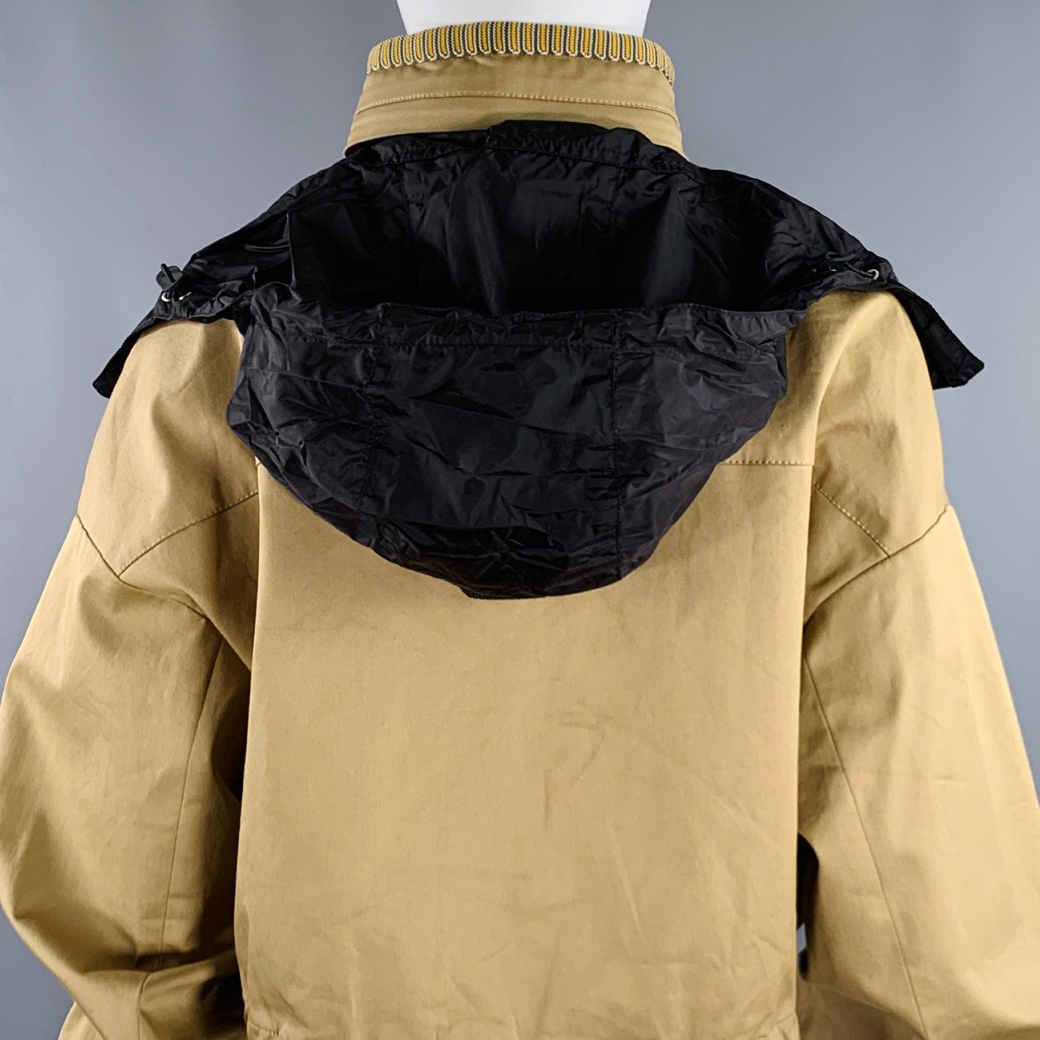 PRADA Size 2 Khaki Orange Cotton Blend Contrast Trim Crop Jacket 3