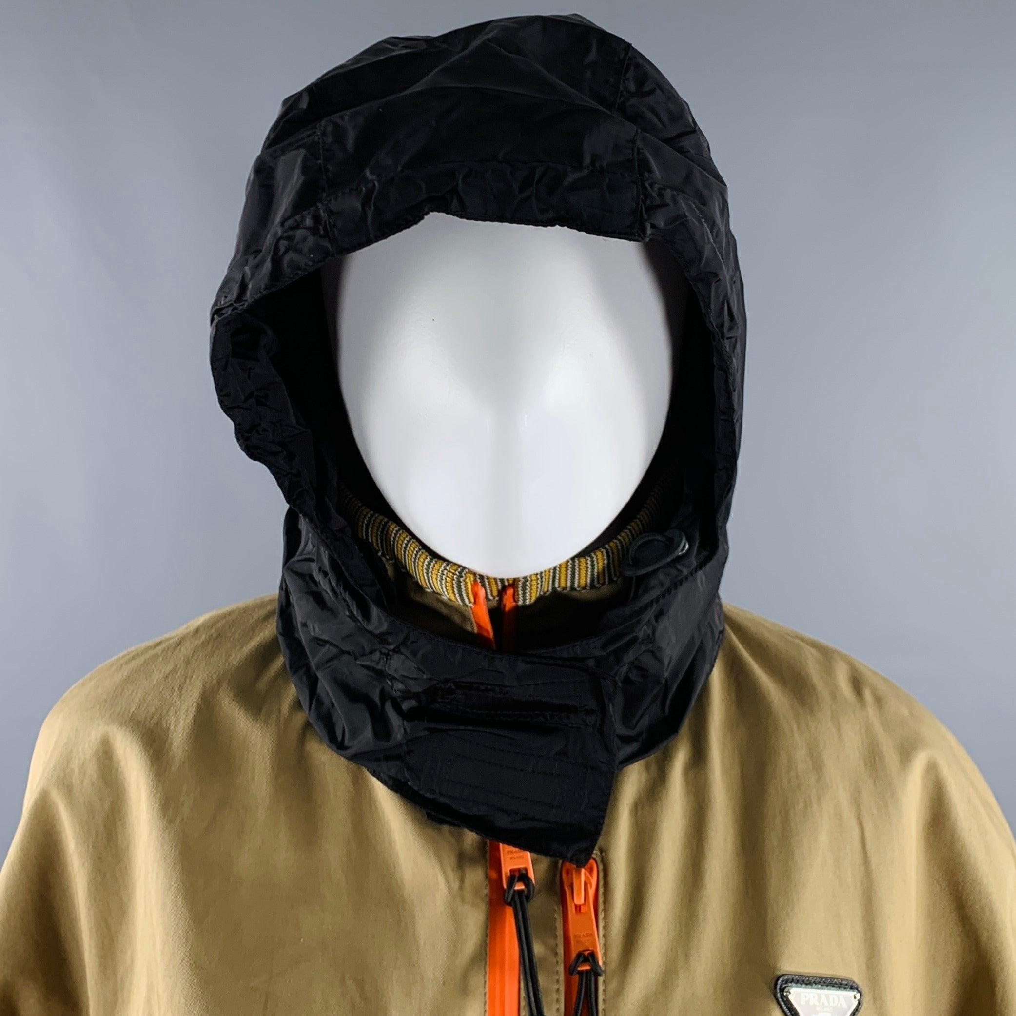 PRADA Size 2 Khaki Orange Cotton Blend Contrast Trim Crop Jacket 4