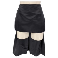 PRADA Size 2 Navy Double Satin Silk Mini Skirt