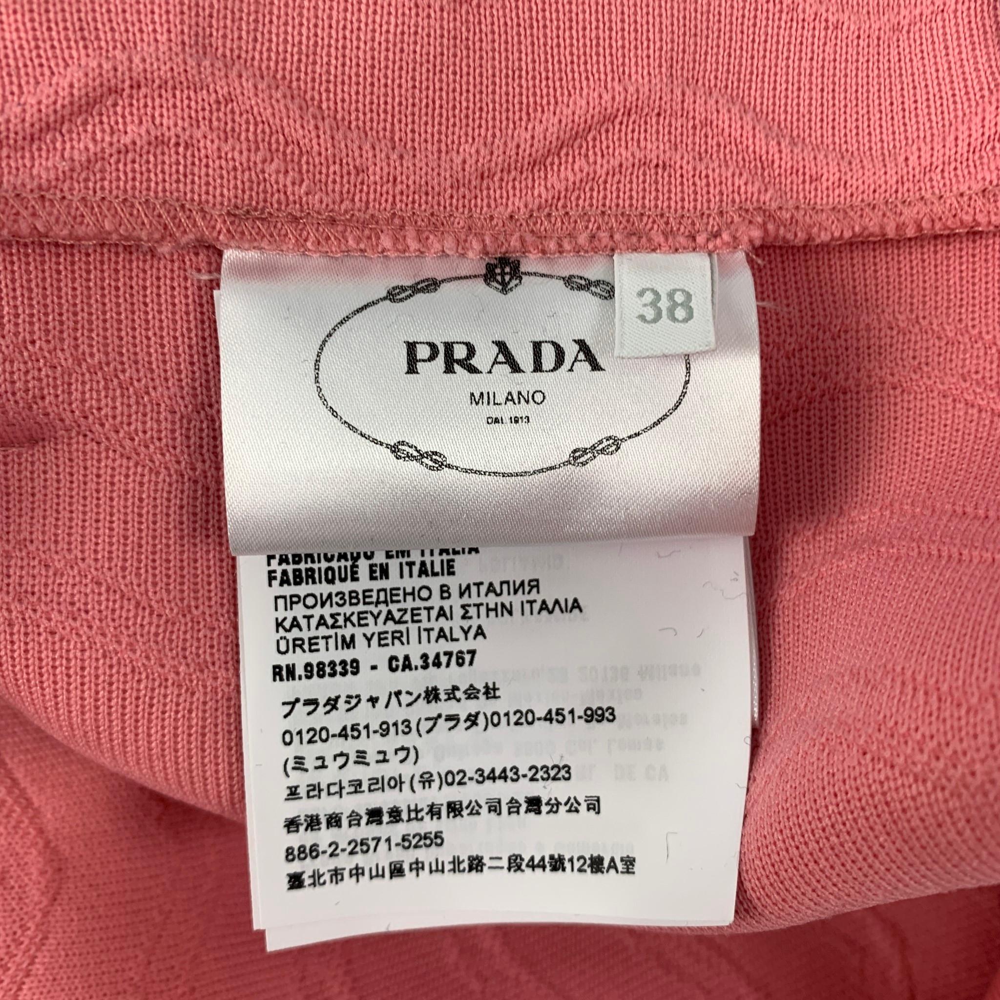 PRADA Size 2 Pink Polyester Blend Jacquard Belted Mini Skirt  5