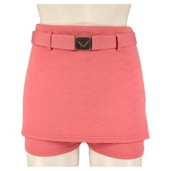 PRADA Size 2 Pink Polyester Blend Jacquard Belted Mini Skirt 