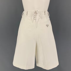 PRADA Size 2 White Cotton Wide Leg Shorts