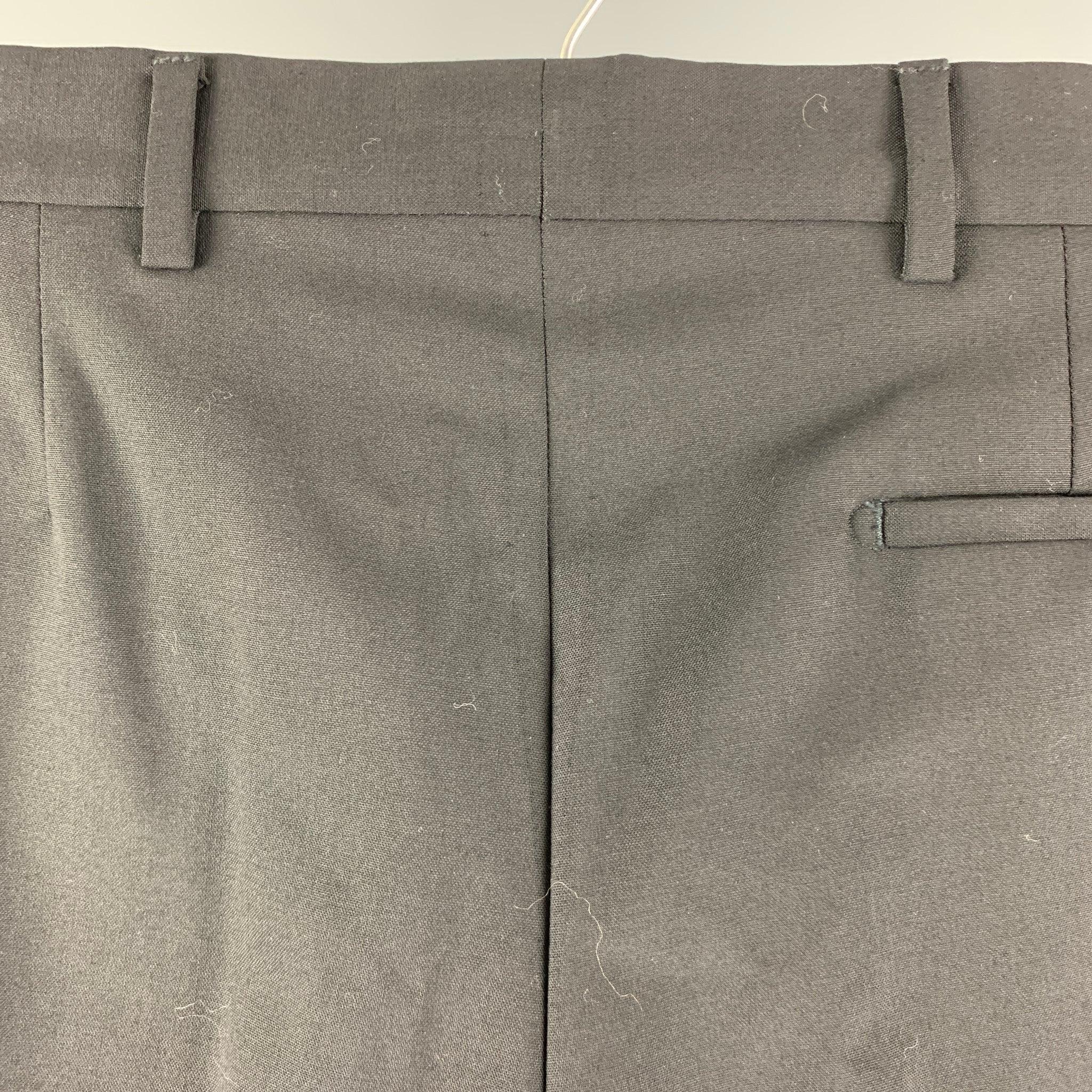 PRADA Size 30 Black Solid Wool Zip Fly Dress Pants In Good Condition For Sale In San Francisco, CA