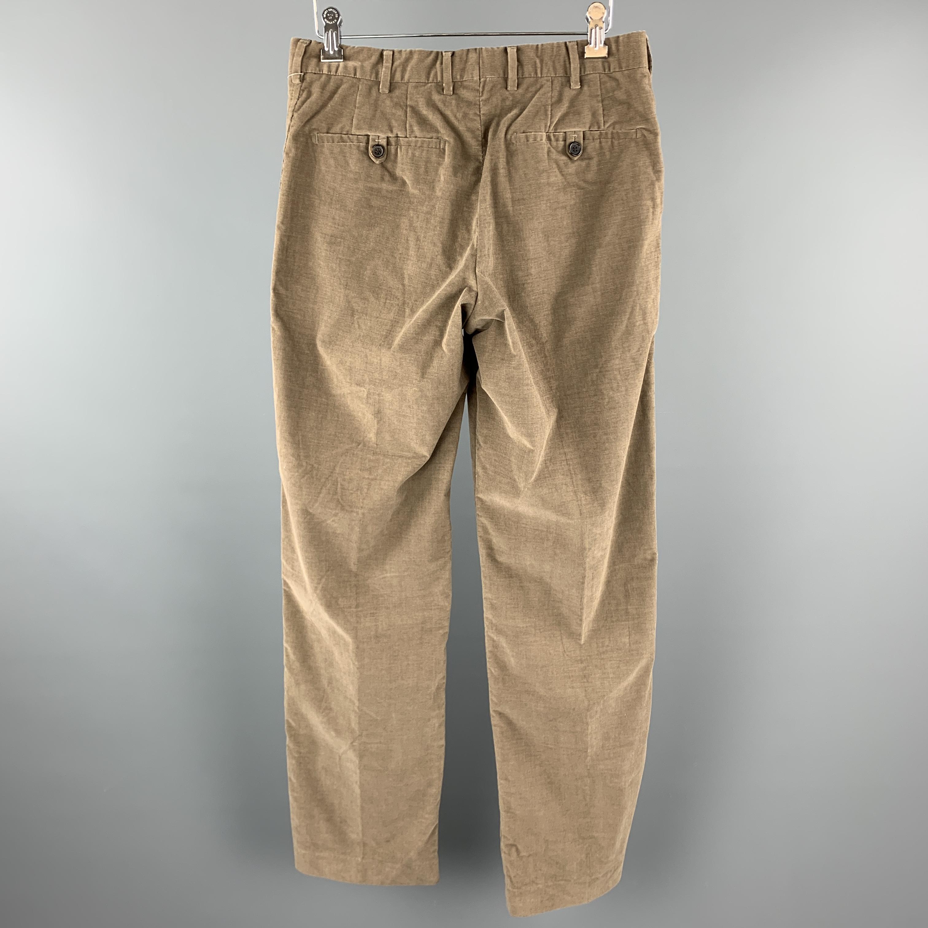 Brown PRADA Size 30 Taupe Corduroy Zip Fly Casual Pants