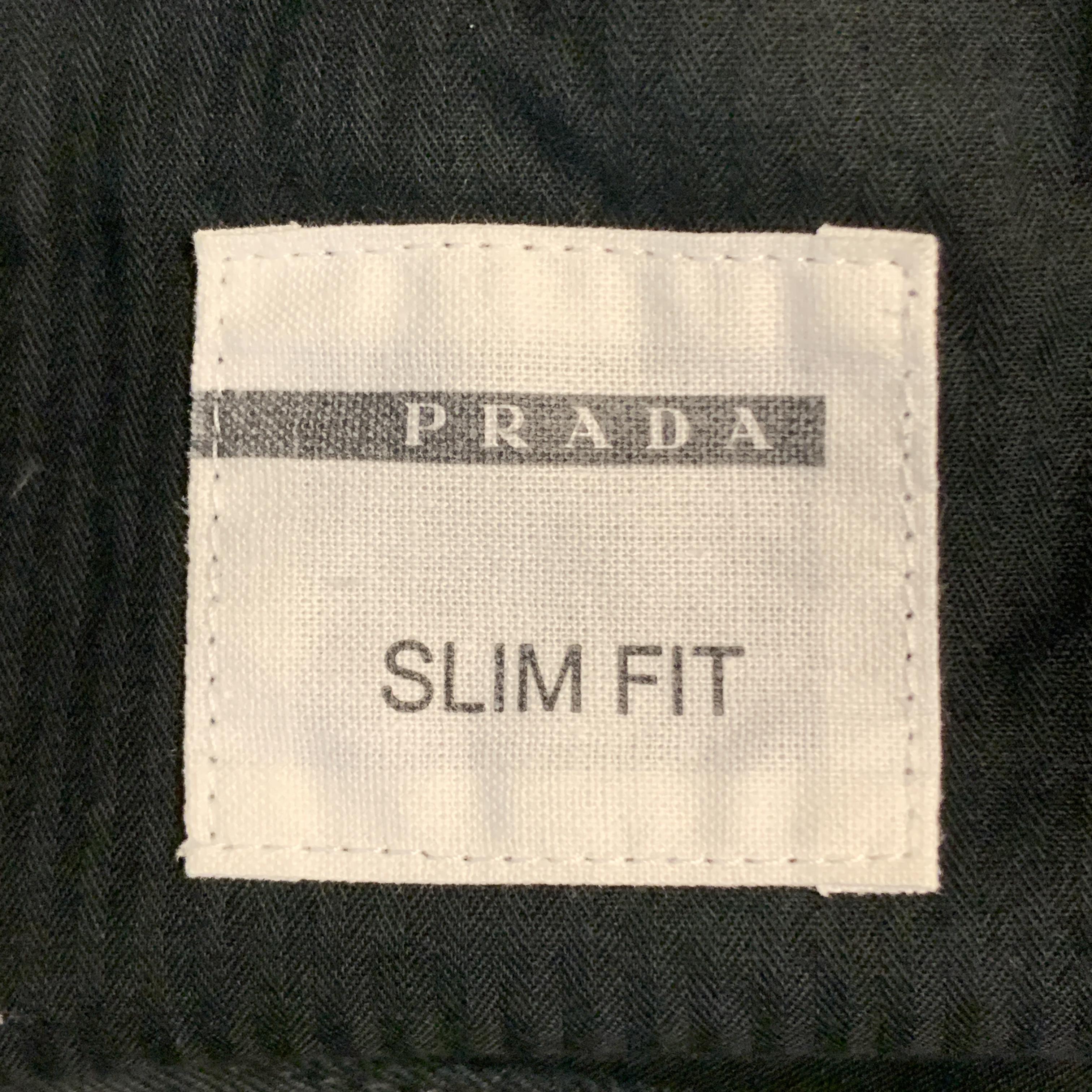 PRADA Size 32 Black Solid Cotton Blend Button Fly Jeans 2