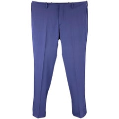 PRADA Size 32 Blue Wool Flat Front Zip Fly Dress Pants