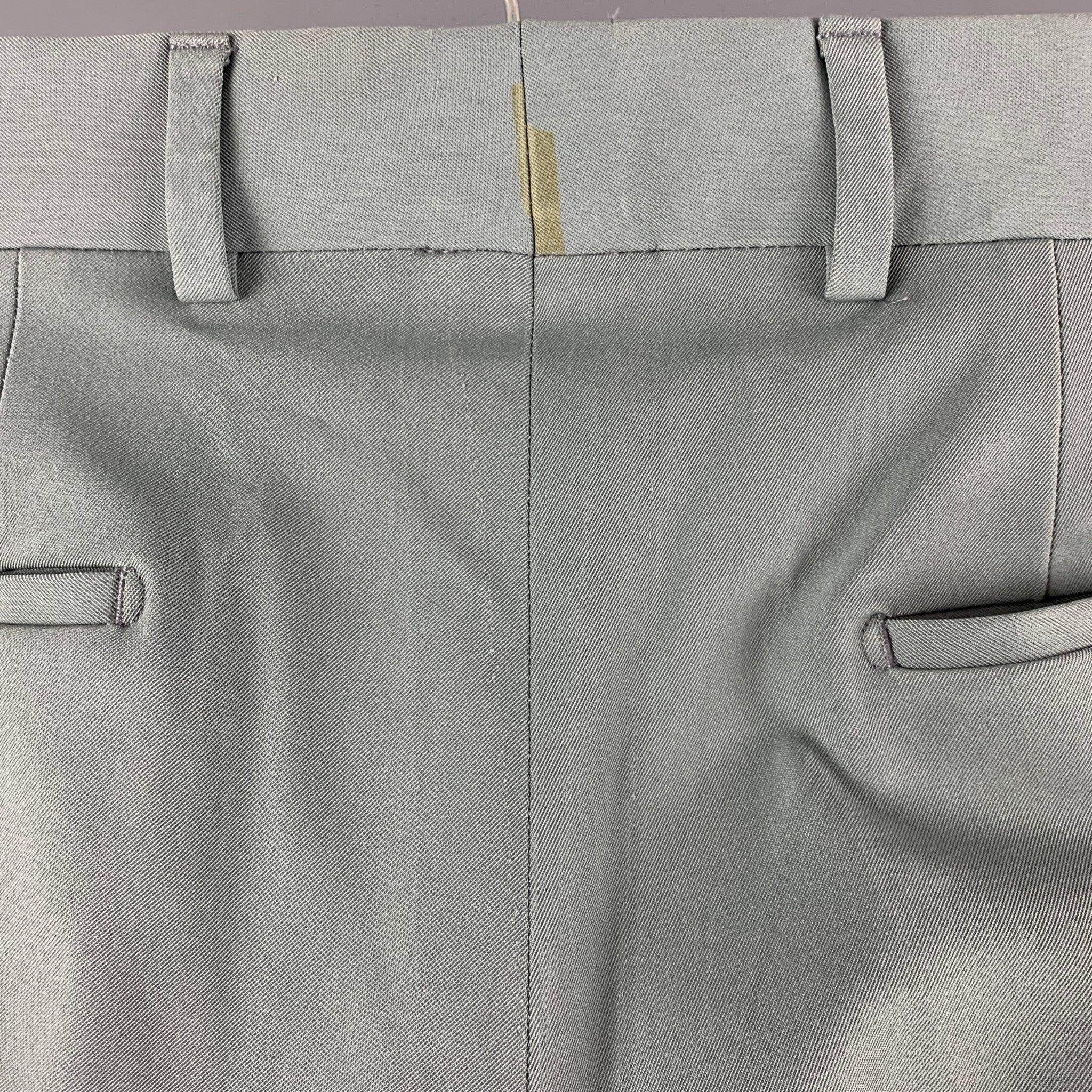Men's PRADA Size 32 Grey Polyester Blend Flat Front Dress Pants For Sale