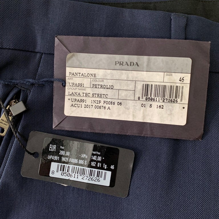 PRADA Size 32 Navy Virgin Wool Blend Pants For Sale at 1stDibs