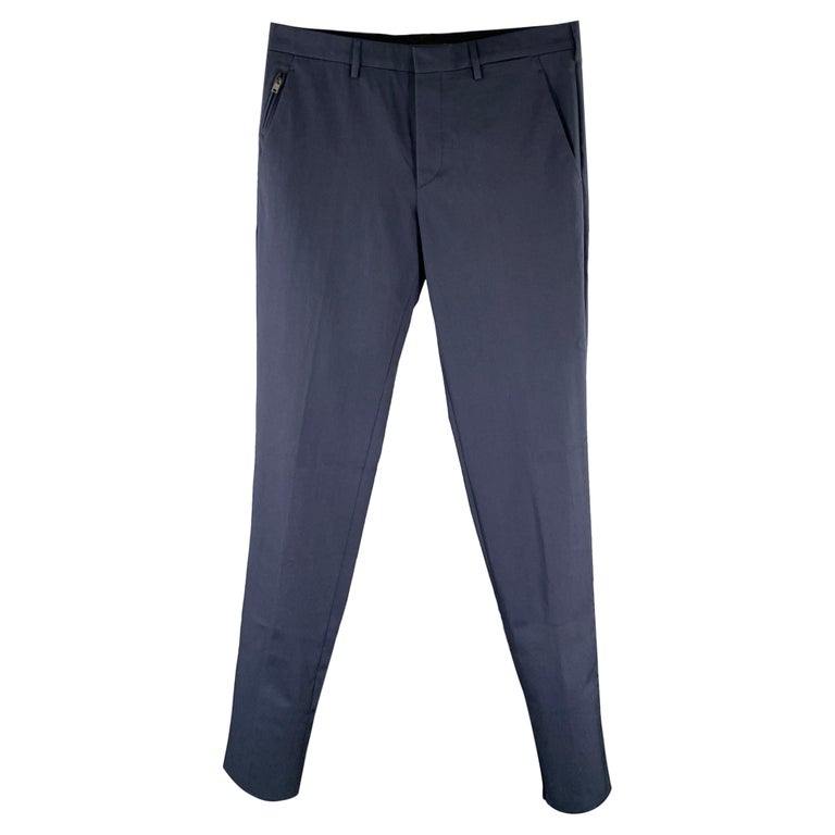 PRADA メンズ チノパン サイズ32 ネイビー PRADA Size 32 Navy Virgin Wool Blend Pants For Sale at 1stDibs
