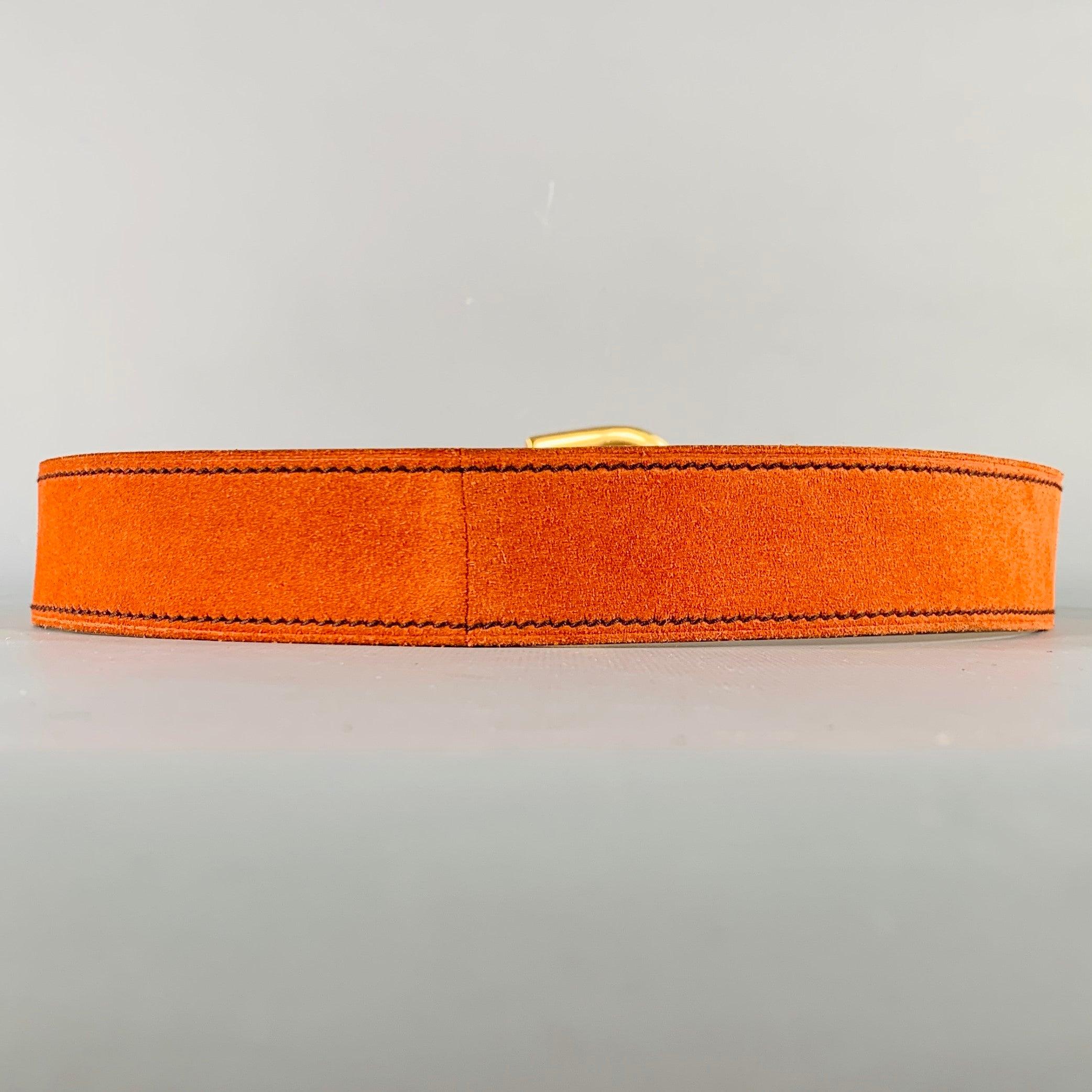 PRADA Taille 32 Ceinture en daim orange et or Bon état - En vente à San Francisco, CA