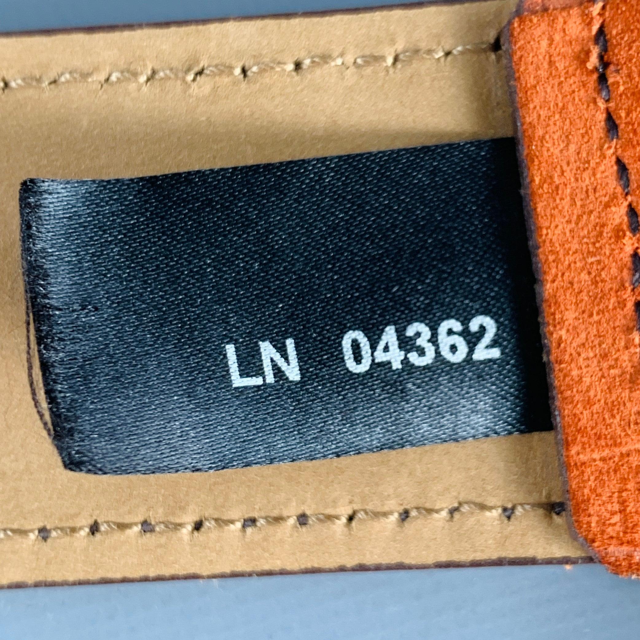 PRADA Taille 32 Ceinture en daim orange et or en vente 4