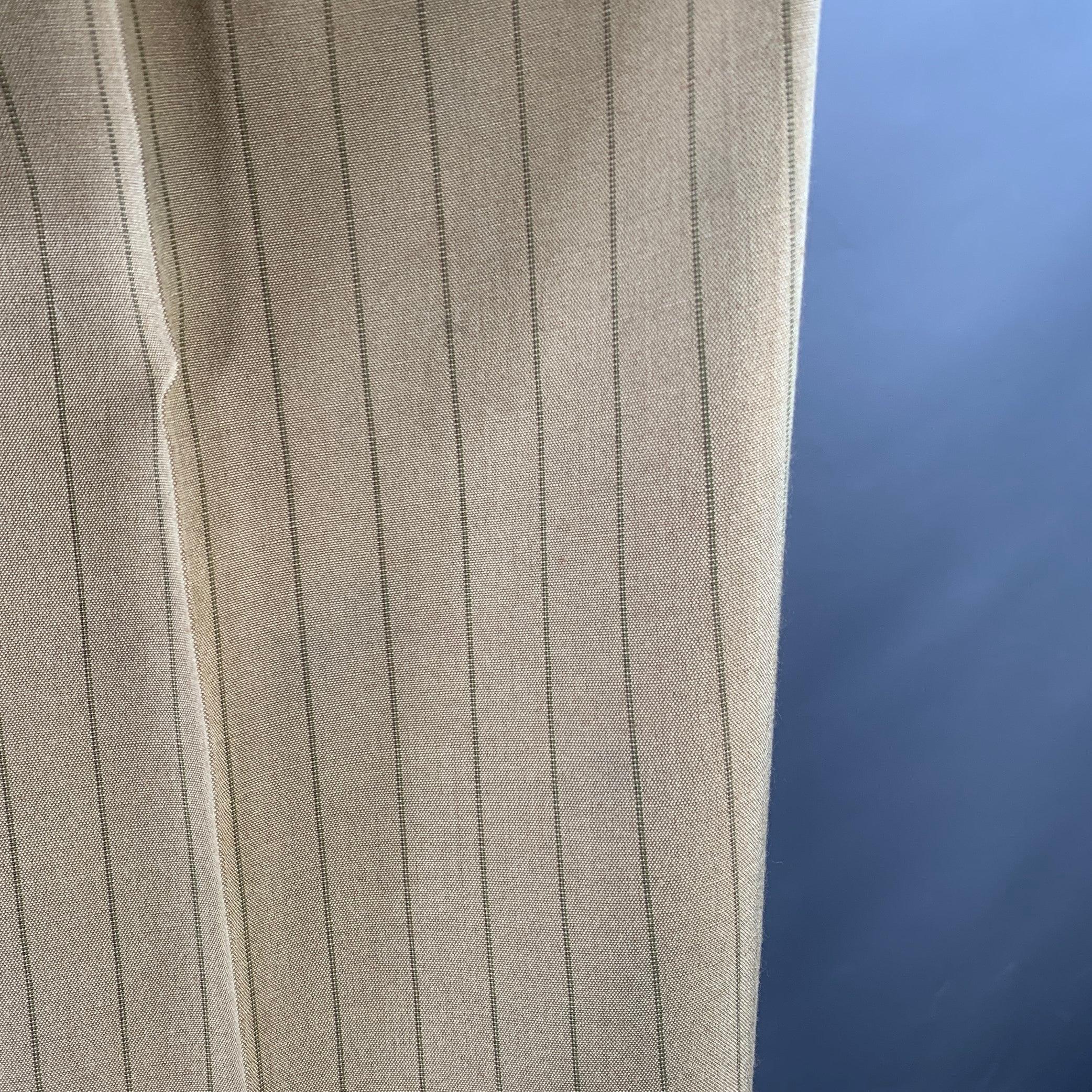 Men's PRADA Size 32 Tan Brown Pinstripe Polyester Linen Button Fly Dress Pants For Sale