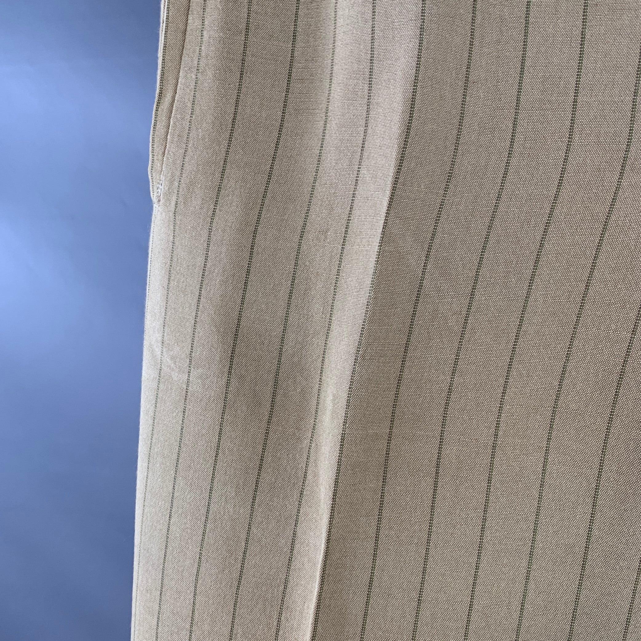 PRADA Size 32 Tan Brown Pinstripe Polyester Linen Button Fly Dress Pants For Sale 1